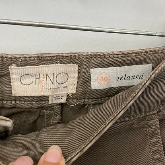 Anthropologie Relaxed Striped Chino Pants Velvet Army Green Boho Womens Size 30 - Picture 7 of 13